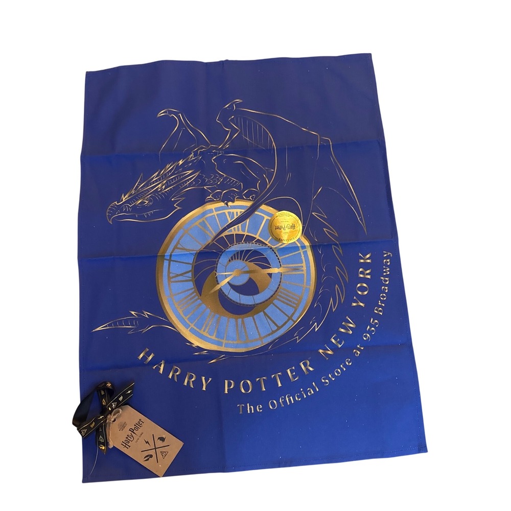 Harry Potter TeaTowel NY Official Store Hungarian Horntail Dragon Clock NWT